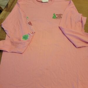 Long Sleeve Simply Southern Pink Christmas Tee. 100% Cotton.